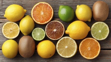 Sunlit arrangement of whole kiwis and var-4 - flora kiwi kiwifruit