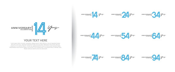 logo anniversary set. blue and black color on white background for special event