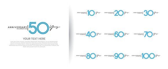 logo anniversary set. blue and black color on white background for special event