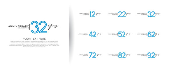 logo anniversary set. blue and black color on white background for special event