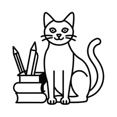 cat coloring book page vector illustration