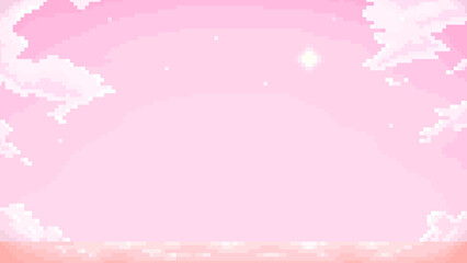 ピクセルアートな夕暮れの海背景⭐︎