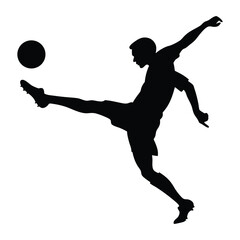 Silhouette of Soccer Player Kicking Ball  Dynamic Sports Action Pose for Logos & Graphics.eps