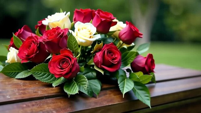 Wooden coffin decorated with funeral flowers in a cemetery flowers, death, wood, coffin