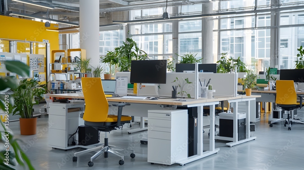 Poster innovative smart workplace notification system designed to provide visual and alerts for deaf and he