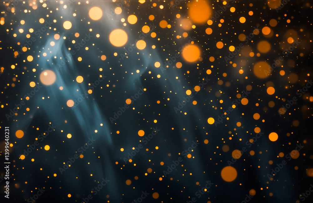 Fototapete abstract image of shimmering lights and bokeh. gold and teal hues create a dreamy, ethereal effect a