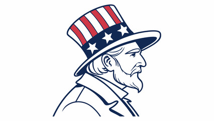 Minimalist Vector Icon of Uncle Sam Patriotic Symbol