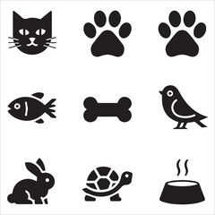 Pet and Animal Icons Set Vector