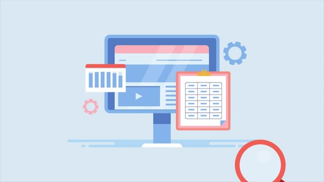 Website on computer screen with web traffic analytics report. SEO checklist and technical optimization increase search visibility.