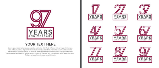 logo anniversary set. purple color with square on white background for special event