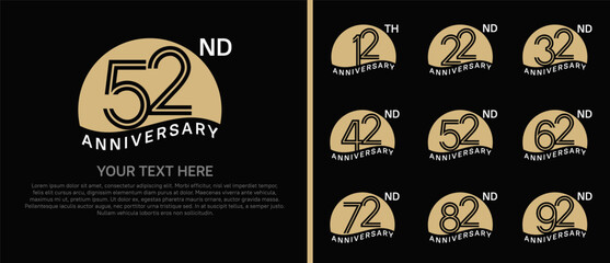 logo anniversary set. brown color with half circle on black background for special event