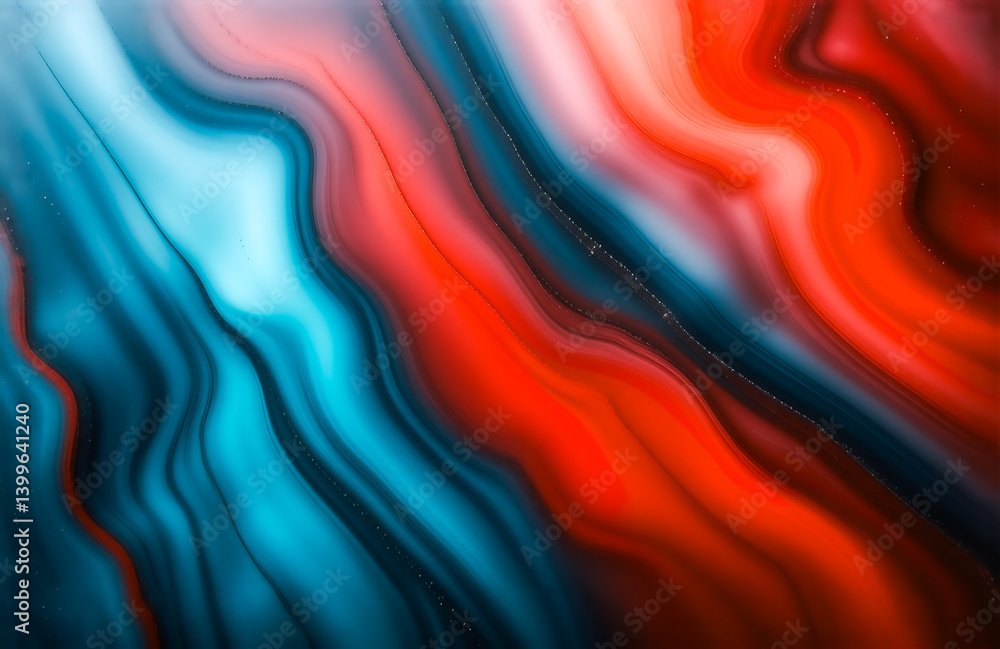 Aufkleber abstract image showcasing vibrant, flowing lines of teal and fiery red. the colors blend and swirl, 