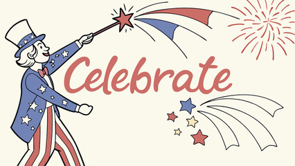 Uncle Sam Holding Giant Celebrate Sparkler Design
