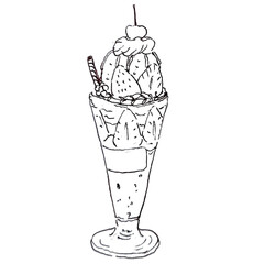 Hand drawn Strawberry Ice Cream