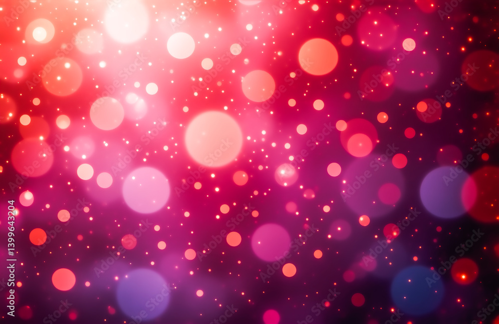 Aufkleber an abstract image featuring a vibrant blend of red, pink, and purple bokeh lights on a dark backgrou