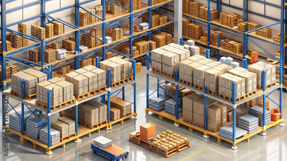 Poster optimized warehouse design with fewer shelves for efficiency