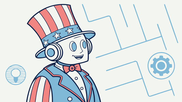 Uncle Sam Illustrated as AI Bot Modern Patriotic Art