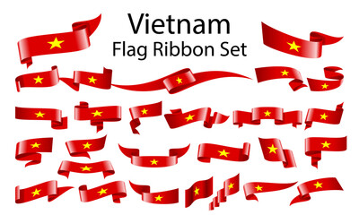 Vietnam ribbon flag set