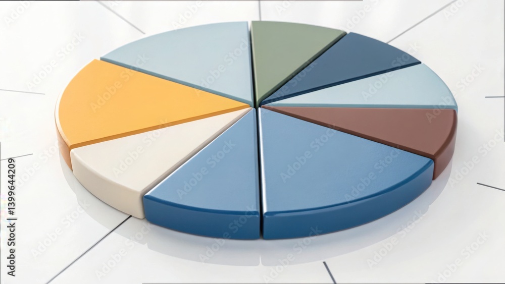 Poster Abstract Pie Chart with Reduced Segments in Soft Colors and Design