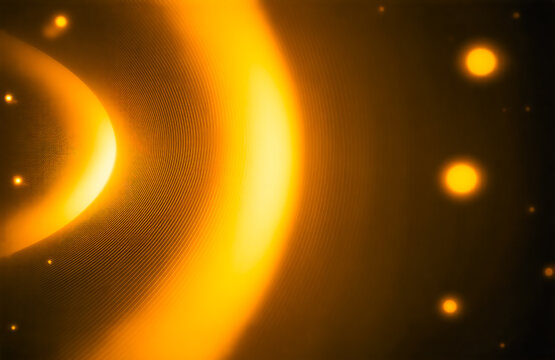 Abstract image featuring glowing, concentric circles of amber light against a dark background, interspersed with smaller luminous orbs. The effect is warm, radiant, and subtly textured.