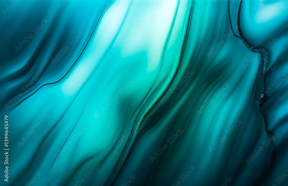 Poster fluid teal and dark blue abstract art. swirling, flowing lines create a mesmerizing, deep ocean-like