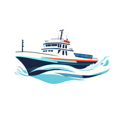 Naklejka premium A sleek fishing boat cruising through the waves, showcasing maritime technology and oceanic adventure.
