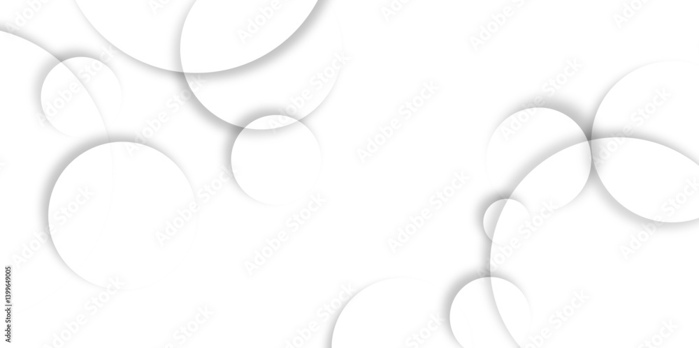 Poster Abstract background with circle white abstract geometric background with soft light white paper circles in design .Gray abstract. Modern design background for report and project presentation template.