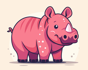 Fototapeta premium Cute cartoon rhinoceros on white background. Vector illustration