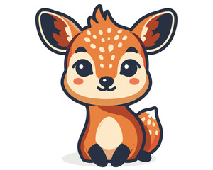Cute little deer cartoon vector illustration. Cute fawn.