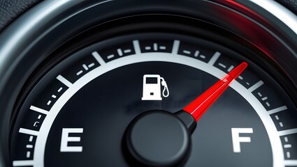 Naklejka premium Close-Up View Of A Fuel Gauge Inside A Vehicle