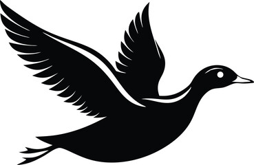 Fototapeta premium Beautiful flying velvet scoter silhouette black color vector illustration