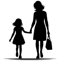 Silhouette of mother and daughter