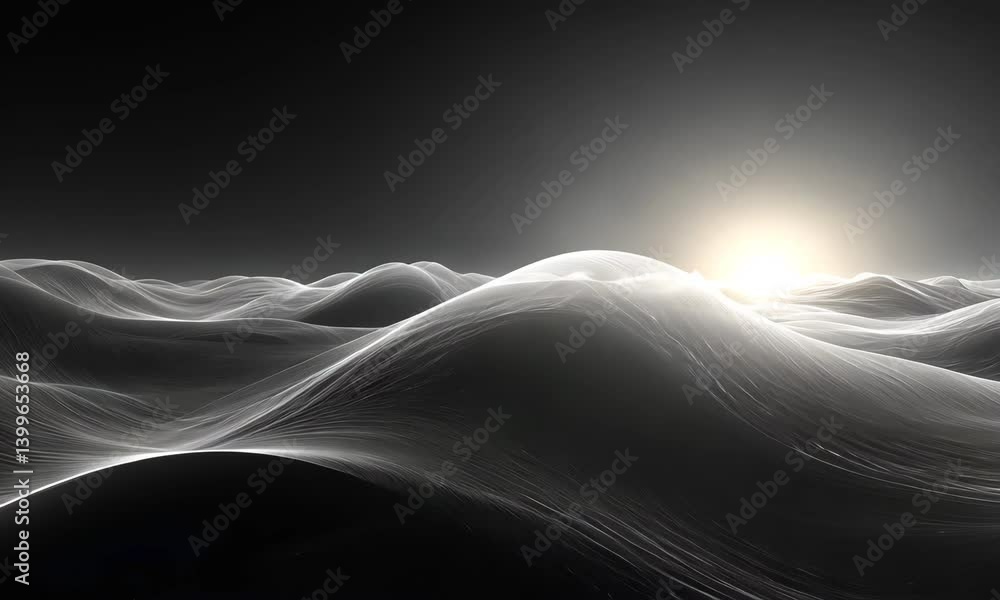 Aufkleber abstract waves monochrome background, dynamic surface animation visual effects design