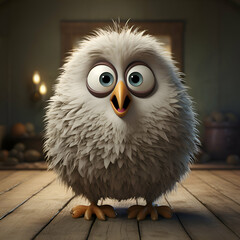 Obraz premium Adorable Fluffy Bird Character A Whimsical 3D Render