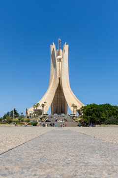 Maqam Echahid monument in Algiers City against a blue sky. Famous Memorial statue in Algeria.