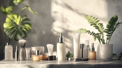Natural skincare and grooming products displayed on a table
