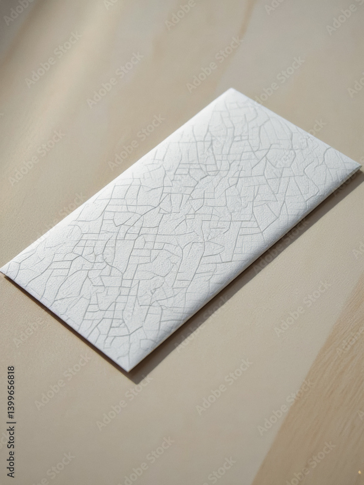 Poster everyday objects - for downstream advertisement and design: a white rectangular tile with a cracked,