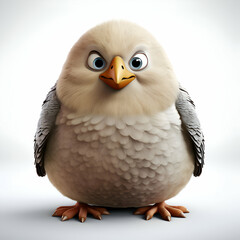 Fototapeta premium Adorable Cartoon Bird 3D Render of a Fluffy. Plump Bird Character