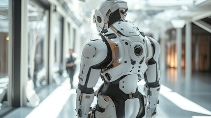 Fototapeta premium Exoskeletons granting superhuman strength and mobility.