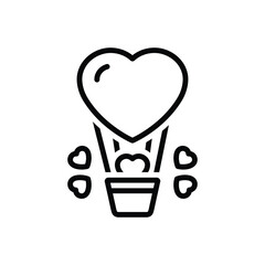 Black line icon for love balloon