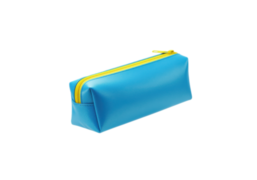 A horizontally floating pencil case zipper pouch on solid white background