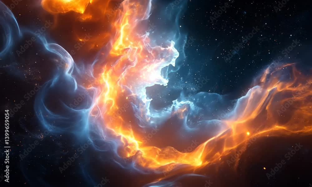 Aufkleber captivating display of a cosmic nebula with swirling clouds and star clusters