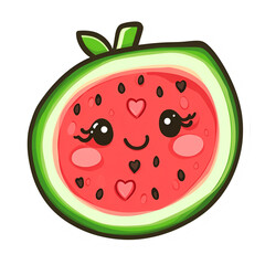 Obraz premium Create a kawaii watermelon slice sticker digital studio sticker design cheerful environment close-up fun concept