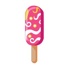 Vector illustration of ice cream with stick on white background, various kinds of ice cream with various flavors.