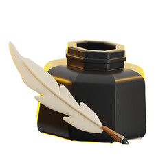 3D illustration of Quill and Ink