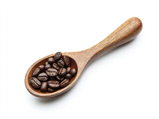 Obraz premium Coffee beans in wooden spoon