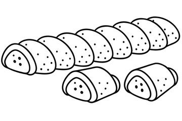 cannoli line art hand drawn sweet Italian dessert
