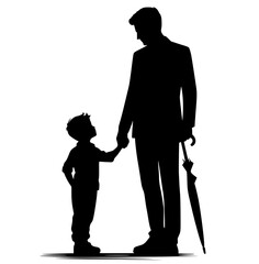 Silhouette of father and son