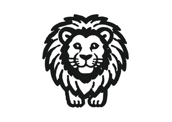 Fototapeta premium Tiger Expression Face black and white. Cartoon lion angry on white background