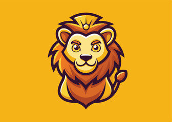 Hand drawn cartoon lion face vector cartoon illustration